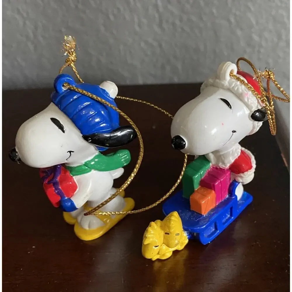 Peanuts Snoopy Ornament Whitmans Christmas Lot Santa Gift Box Figurine Vtg 80s